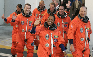 Discovery crew headed to board the shuttle